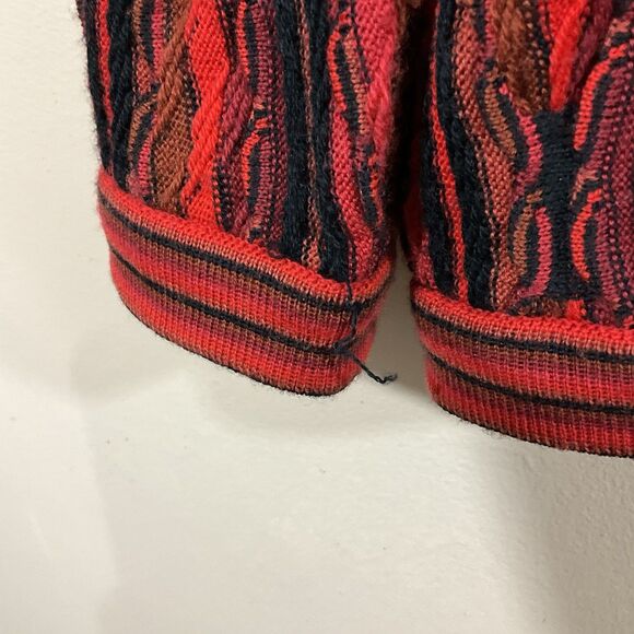 Vintage Purely Australian Mens Wool 3D Knit Full Zip Cardigan XXL Orange 90s - Picture 10 of 11